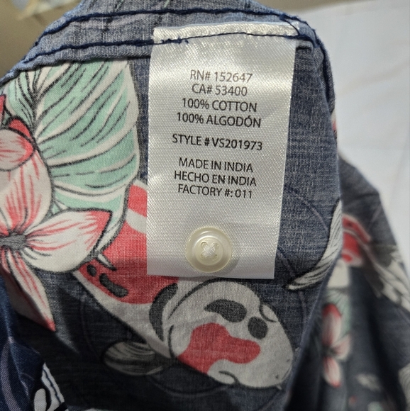 Valor Navy Blue Catfish Print Men's Shirt Size M - Picture 4 of 6